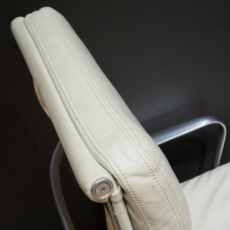 Eames Soft Pad Lounge Chairs in Ivory Leather by Herman Miller