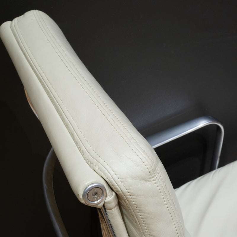 Eames Soft Pad Lounge Chairs in Ivory Leather by Herman Miller