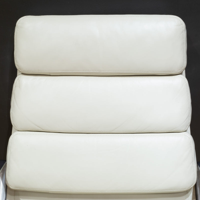 Eames Soft Pad Lounge Chairs in Ivory Leather by Herman Miller