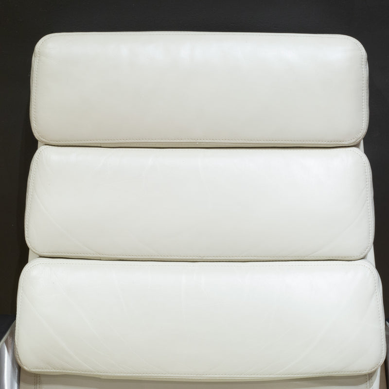 Eames Soft Pad Lounge Chairs in Ivory Leather by Herman Miller