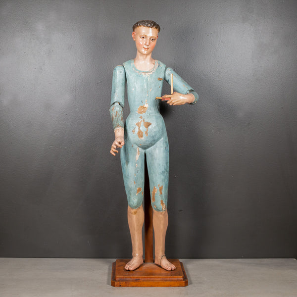 Large Early 19th c. Polychromed Mexican Hand Carved Wooden Santo c.1820