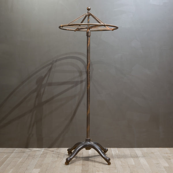 Early 20th c. Japanned Coat/Garment Rounder Rolling Rack c.1910