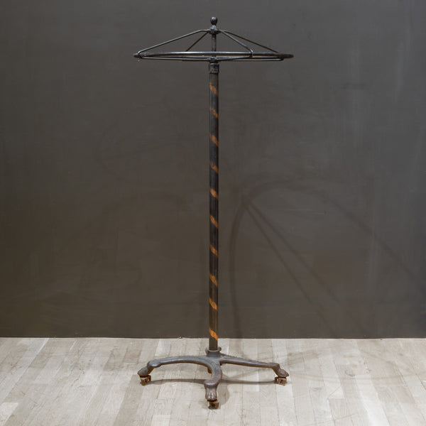 Early 20th c. Cast Iron Coat/Garment Rounder Rolling Rack c.1910