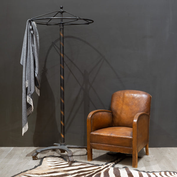 Early 20th c. Cast Iron Coat/Garment Rounder Rolling Rack c.1910