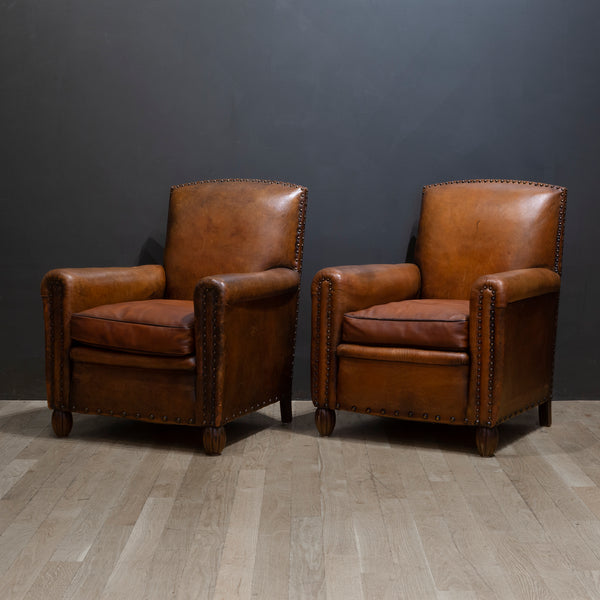 Pair of French Leather Club Chairs c.1930