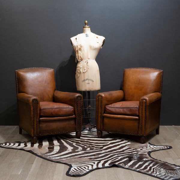 Pair of French Leather Club Chairs c.1930