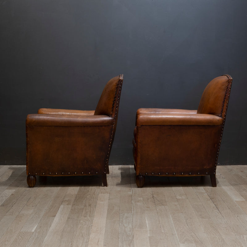 Pair of French Leather Club Chairs c.1930