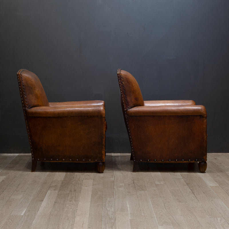 Pair of French Leather Club Chairs c.1930
