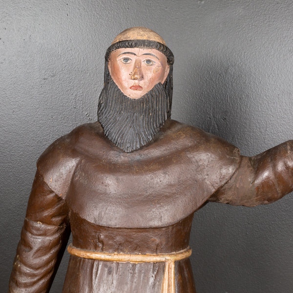 19th c. French Hand Carved Wooden Monk