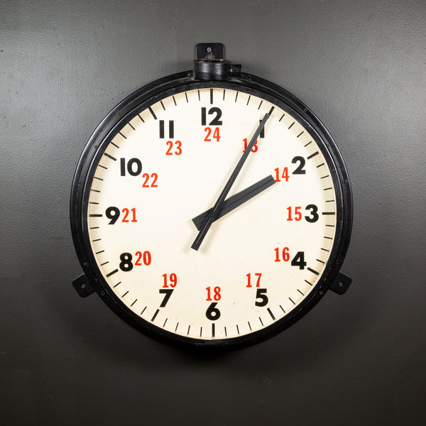 Early 20th c. Gents of Leicester 24 Hour Factory Clock c.1940