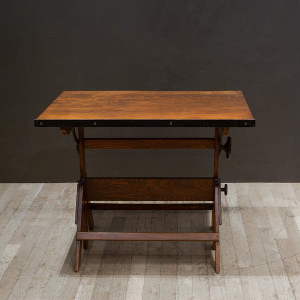 Vintage Anco Bilt Cast Iron and Wood Drafting Table/Desk c.1950