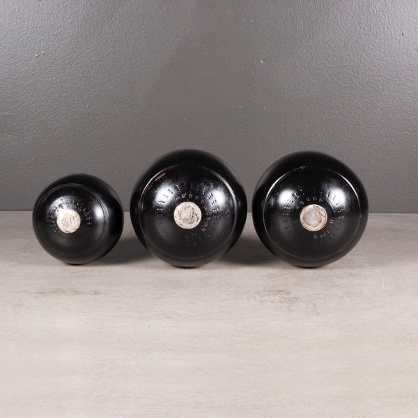 Antique Monogrammed Sterling Silver Inlaid English Lawn Balls c.1900