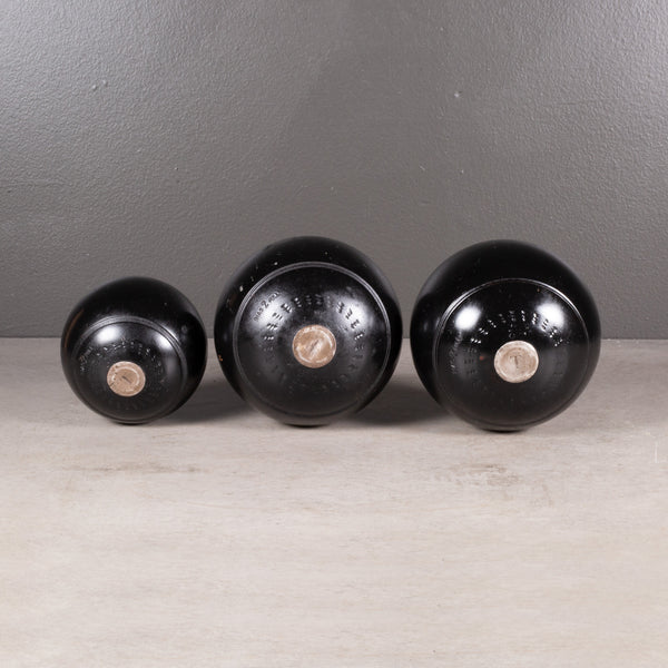 Antique Monogrammed Sterling Silver Inlaid English Lawn Balls c.1900
