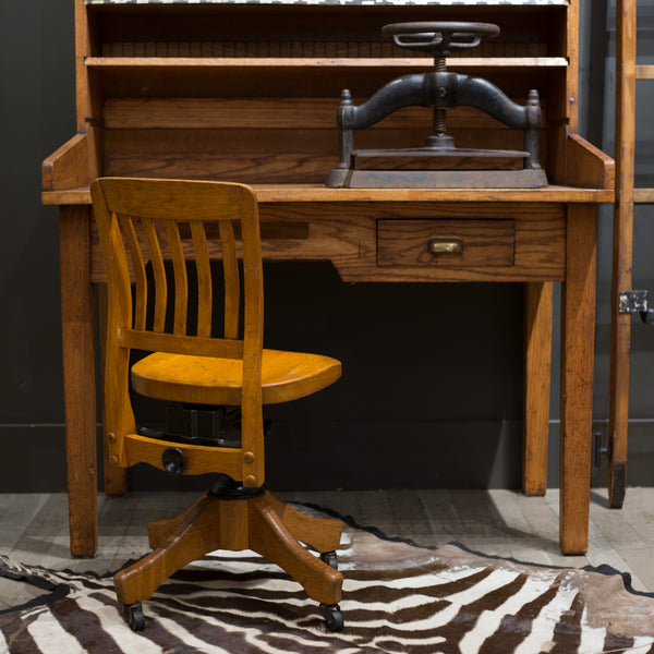 Antique Adjustable Swivel Oak Desk Chair c.1930