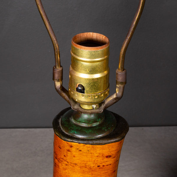 Early 20th c. Tree Trunk Lamps with Bronze Collars c.1920-1940