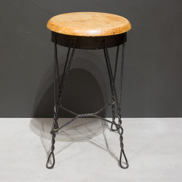 Early 20th c. Twisted Wire Fixed Small Stool c.1940