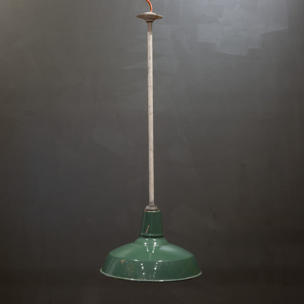 Depression Era Porcelain and Enameled Swivel Factory Pendant Light c.1930