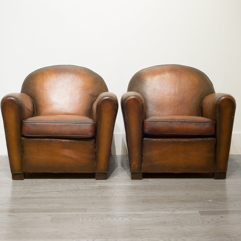 French "Cinema" Sheep Hide Club Chairs c.1940