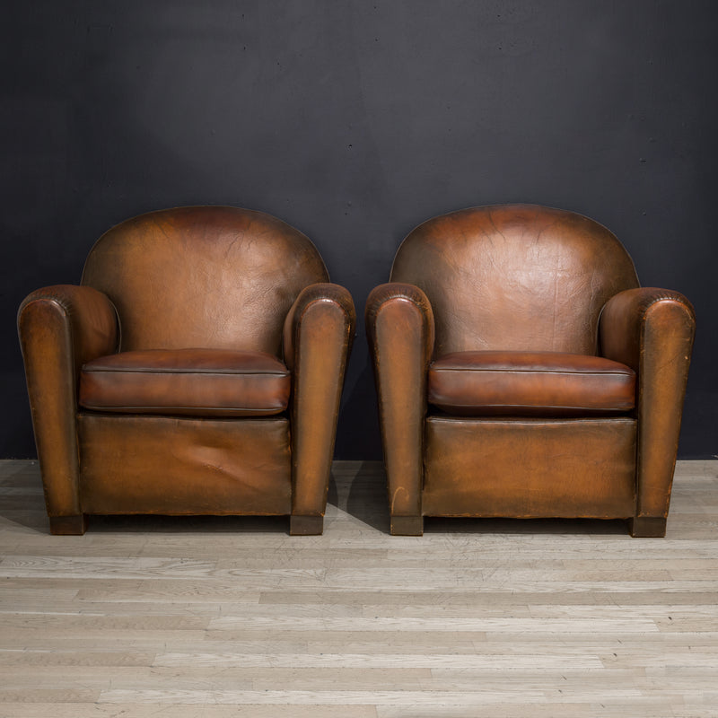 French "Cinema" Sheep Hide Club Chairs c.1940