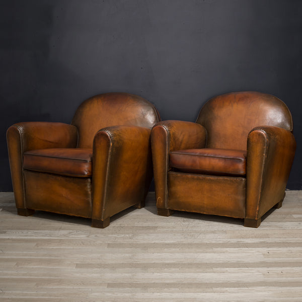 French "Cinema" Sheep Hide Club Chairs c.1940