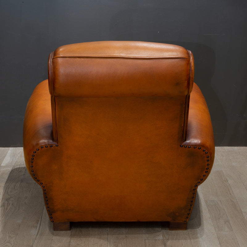Early 20th c. French Rollback Sheep Hide Club Chair c.1940