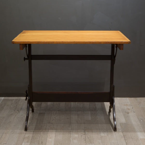 Antique Hamilton Wood and Cast Iron Drafting Table c.1930