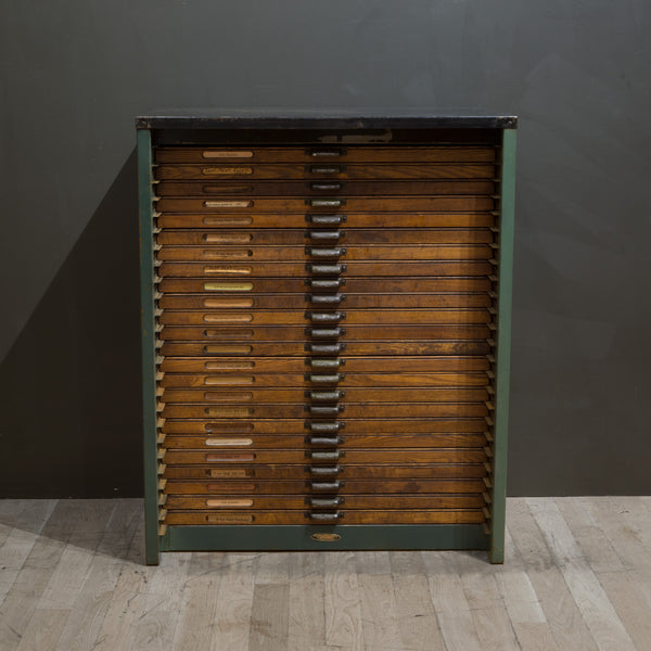 Antique Industrial Typesetter's 24 Drawer Cabinet c.1920-1930