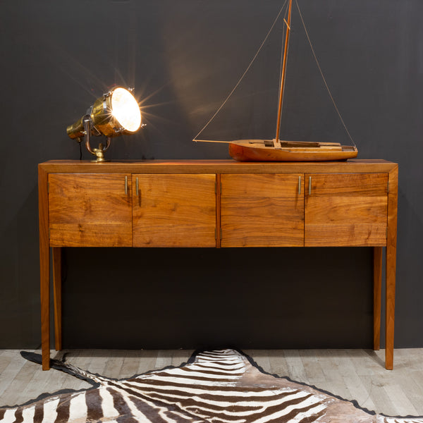 Handmade Solid Walnut and Bronze Hunt Table/Console c.2014