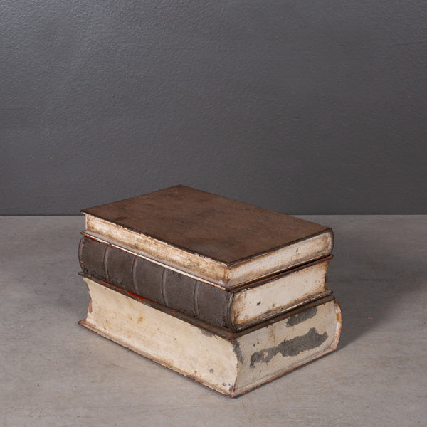 Antique Distressed Metal Faux Books with Travel Ink Well c.1900-1920