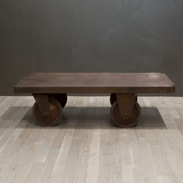 Early 20th Century Steel Factory Rolling Cart/Coffee Table c.1930