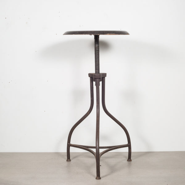 Depression Era Adjustable Three Legged Swivel Factory Counter Height Stool c.1930