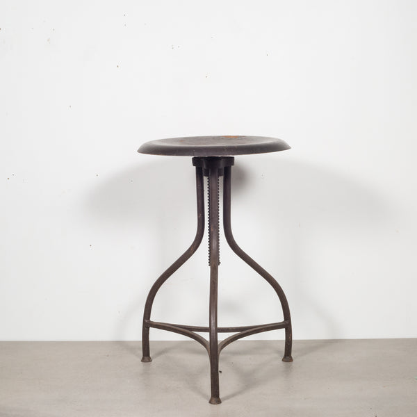 Depression Era Adjustable Three Legged Swivel Factory Counter Height Stool c.1930