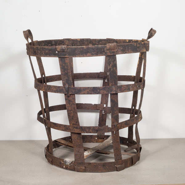 Antique Factory Steel Band Basket c.1880-1920