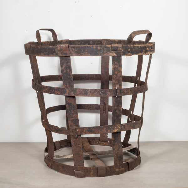 Antique Factory Steel Band Basket c.1880-1920