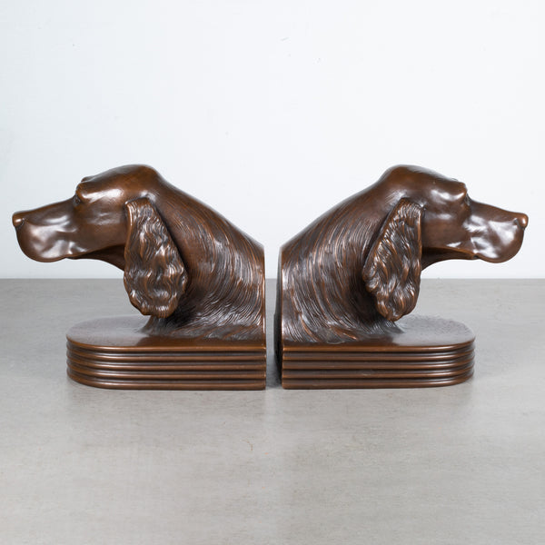 Art Deco Jennings Brothers Irish Setter Bronze Bookends c.1920