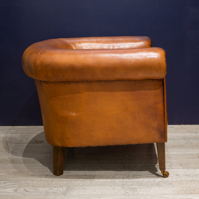 Pair of Sheep Hide French Round Club Chairs c.1940