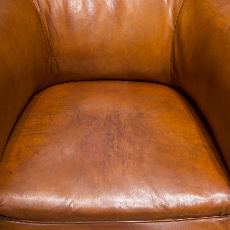 Pair of Sheep Hide French Round Club Chairs c.1940