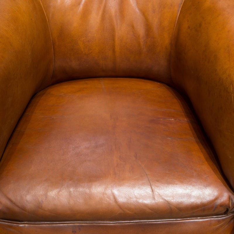 Pair of Sheep Hide French Round Club Chairs c.1940