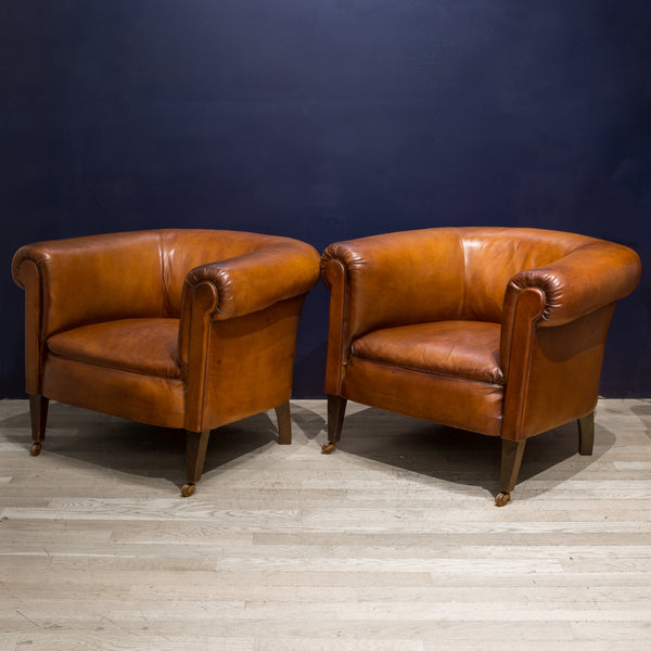 Pair of Sheep Hide French Round Club Chairs c.1940