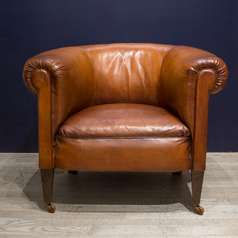Pair of Sheep Hide French Round Club Chairs c.1940