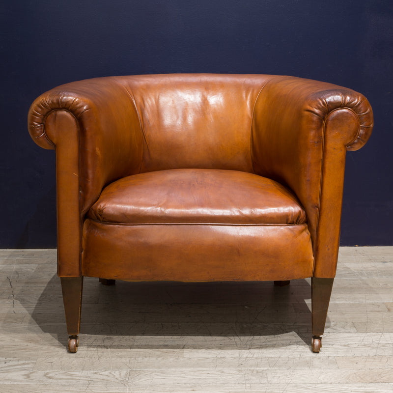 Pair of Sheep Hide French Round Club Chairs c.1940