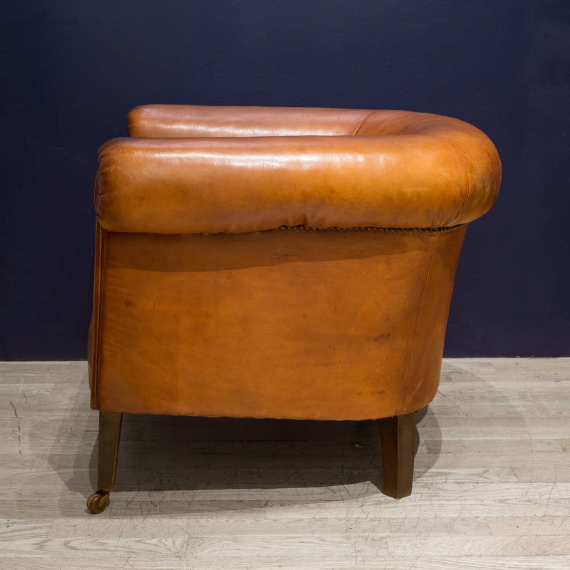 Pair of Sheep Hide French Round Club Chairs c.1940