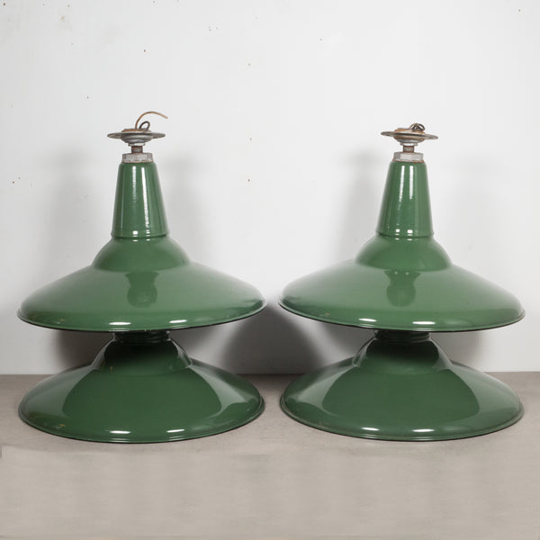 Depression Era Large Porcelain and Enameled Swivel Pendant Shades c.1920-Price per piece