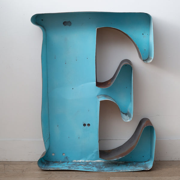 Large Metal Channel Letter "E" c.1950