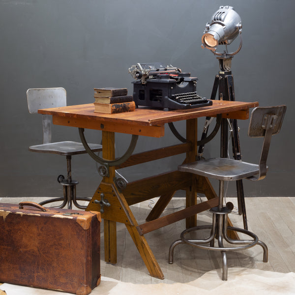 Mid-century Adjustable Metal Factory Swivel Stools c.1950-Price is per stool
