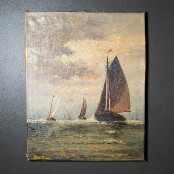 Late 19th c./Early 20th c. Acrylic Nautical Painting Attributed to Martin Monnickendam