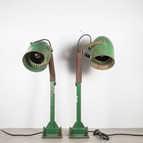 Depression Era Wall Mount Swivel Factory Lights c.1930-Price is for the pair