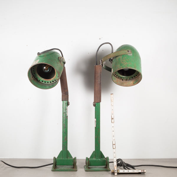 Depression Era Wall Mount Swivel Factory Lights c.1930-Price is for the pair