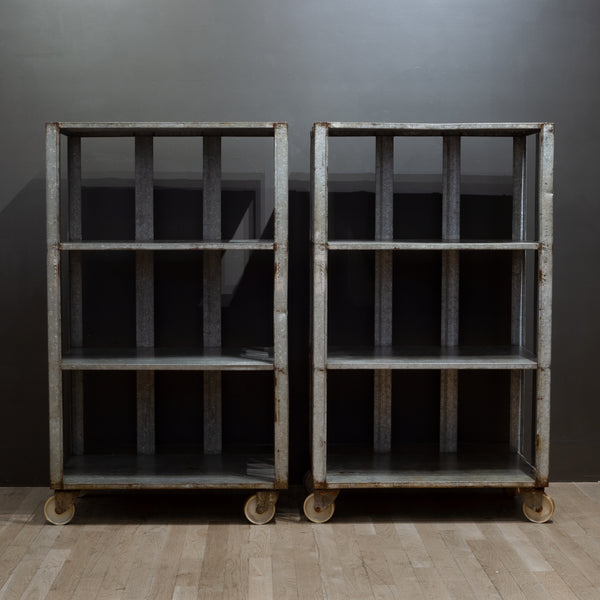 Mid-century Belgian Egg Processing Factory Rolling Shelves c.1960
