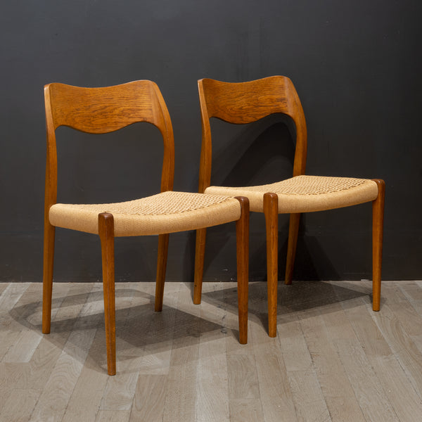 Mid-century Niels Otto Moller Model #71 Teak and Rush Dining Chairs c.1960